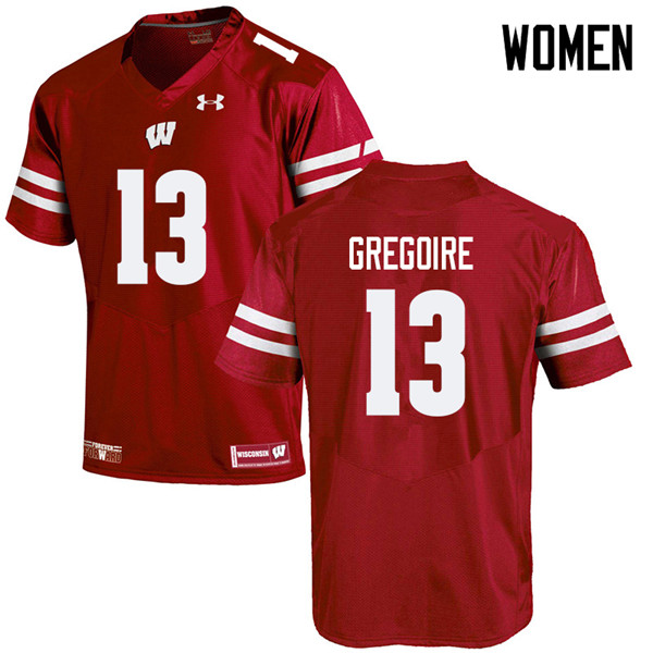 Women #13 Mike Gregoire Wisconsin Badgers College Football Jerseys Sale-Red - Click Image to Close